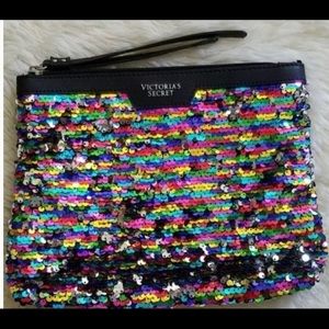 Victoria's Secret rainbow Sequin Makeup Bag